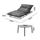Livsip Outdoor Sun Lounger with Table Patio Set Grey