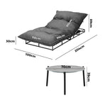 Livsip Outdoor Sun Lounger with Table Patio Set Grey
