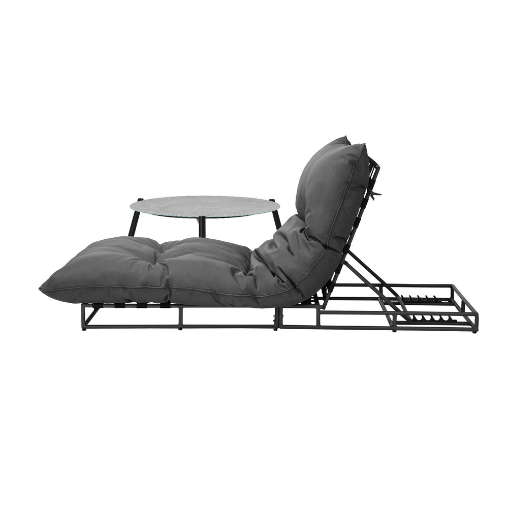 Livsip Outdoor Sun Lounger with Table Patio Set Grey