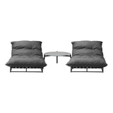 Livsip 2PCS Sun Lounger with Table Outdoor Patio Set Grey - Rear View