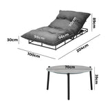 Livsip 2PCS Sun Lounger with Table Outdoor Patio Set Grey - 45-Degree Angle