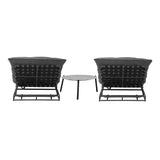 Livsip 2PCS Sun Lounger with Table Outdoor Patio Set Grey - Front View