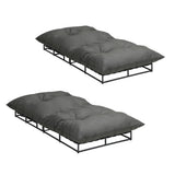 Livsip Outdoor Sun Bed Metal Frame Grey Cushion X2
