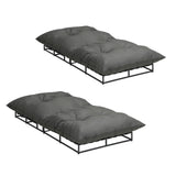 Livsip Outdoor Sun Bed Metal Frame Grey Cushion X2