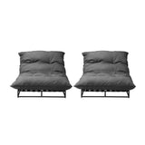 Livsip Outdoor Sun Bed Metal Frame Grey Cushion X2