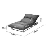 Livsip Outdoor Sun Bed Metal Frame Grey Cushion X2 - Side View