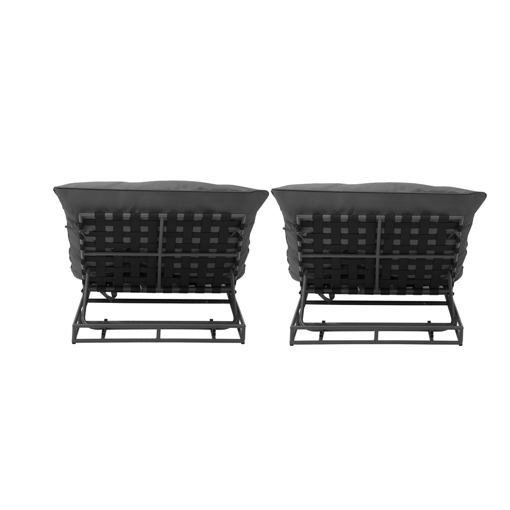 Livsip Outdoor Sun Bed Metal Frame Grey Cushion X2
