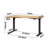 Oikiture L-shape Electric Standing Desk Single Motor 145CM Black&Oak