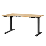 Oikiture L-shape Electric Standing Desk Single Motor 145CM Black&Oak
