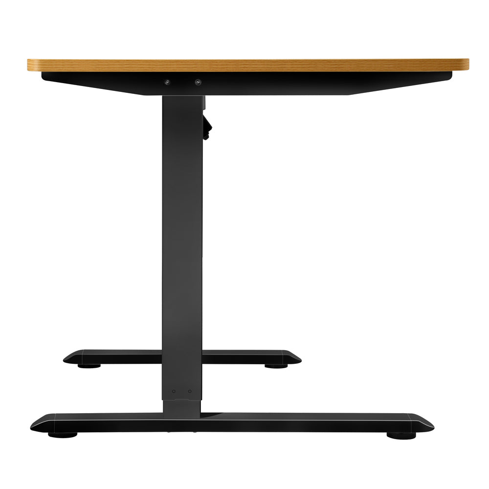 Oikiture L-shape Electric Standing Desk Single Motor 145CM Black&Oak