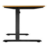Oikiture L-shape Electric Standing Desk Single Motor 145CM Black&Oak - Low Angle