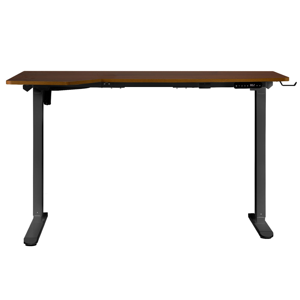 Oikiture L-shape Electric Standing Desk Single Motor 145CM Black&Walnut