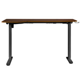 Oikiture L-shape Electric Standing Desk Single Motor 145CM Black&Walnut - Rear View