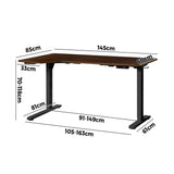 Oikiture L-shape Electric Standing Desk Single Motor 145CM Black&Walnut