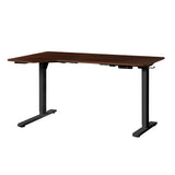 Oikiture L-shape Electric Standing Desk Single Motor 145CM Black&Walnut