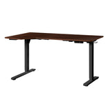 Oikiture L-shape Electric Standing Desk Single Motor 145CM Black&Walnut - Close-Up Angle