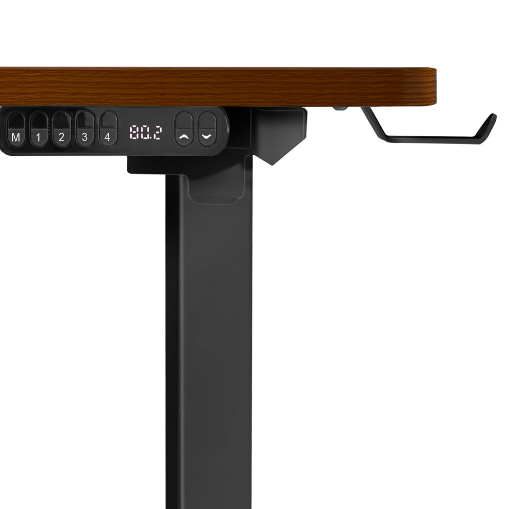 Oikiture L-shape Electric Standing Desk Single Motor 145CM Black&Walnut