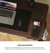 Oikiture L-shape Electric Standing Desk Single Motor 145CM Black&Walnut