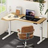 Oikiture L-shape Electric Standing Desk Single Motor 145CM White&Oak