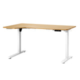 Oikiture L-shape Electric Standing Desk Single Motor 145CM White&Oak