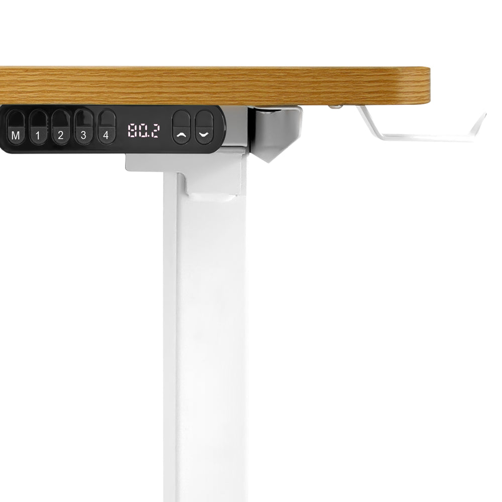 Oikiture L-shape Electric Standing Desk Single Motor 145CM White&Oak