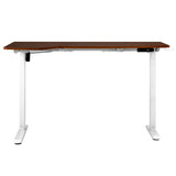 Oikiture L-shape Electric Standing Desk Single Motor 145CM White&Walnut - Close-Up Angle