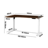 Oikiture L-shape Electric Standing Desk Single Motor 145CM White&Walnut