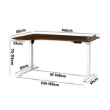 Oikiture L-shape Electric Standing Desk Single Motor 145CM White&Walnut - Low Angle
