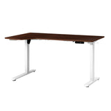 Oikiture L-shape Electric Standing Desk Single Motor 145CM White&Walnut