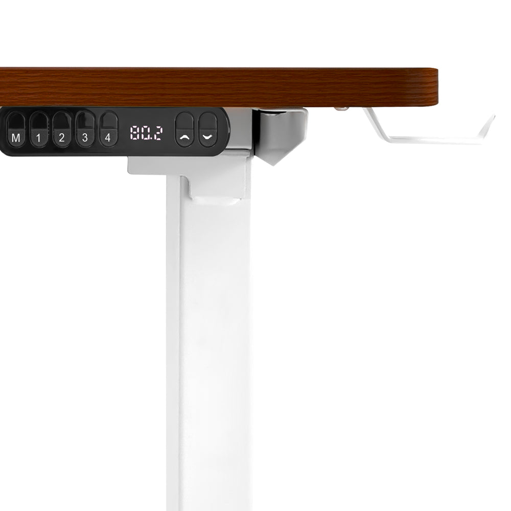 Oikiture L-shape Electric Standing Desk Single Motor 145CM White&Walnut