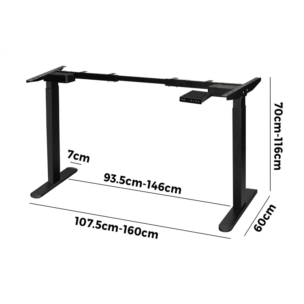 Oikiture Standing Desk Frame Adjustable Dual Motor Black