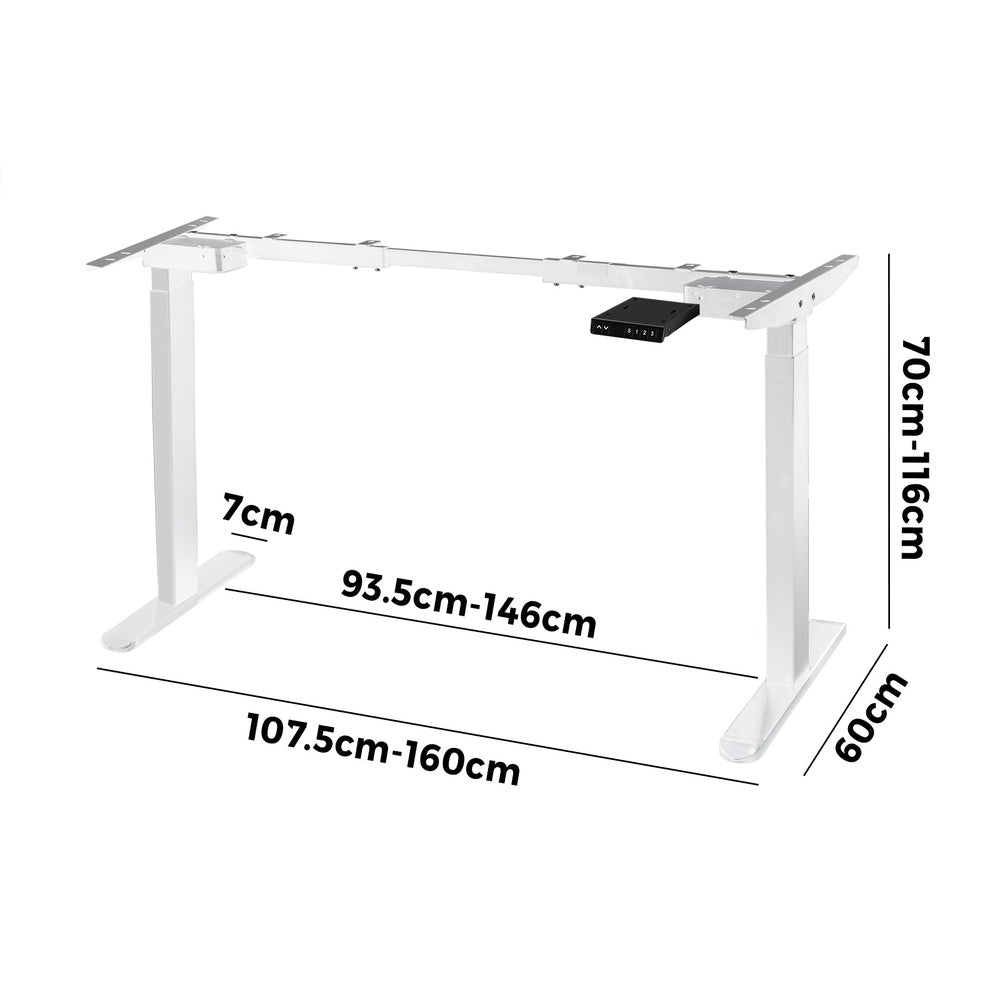 Oikiture Standing Desk Frame Adjustable Dual Motor White