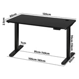 Oikiture Standing Desk Adjustable Motorised Black - Front View