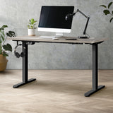 Oikiture 140cm Electric Standing Desk Single Motor Black&Grey-Oak