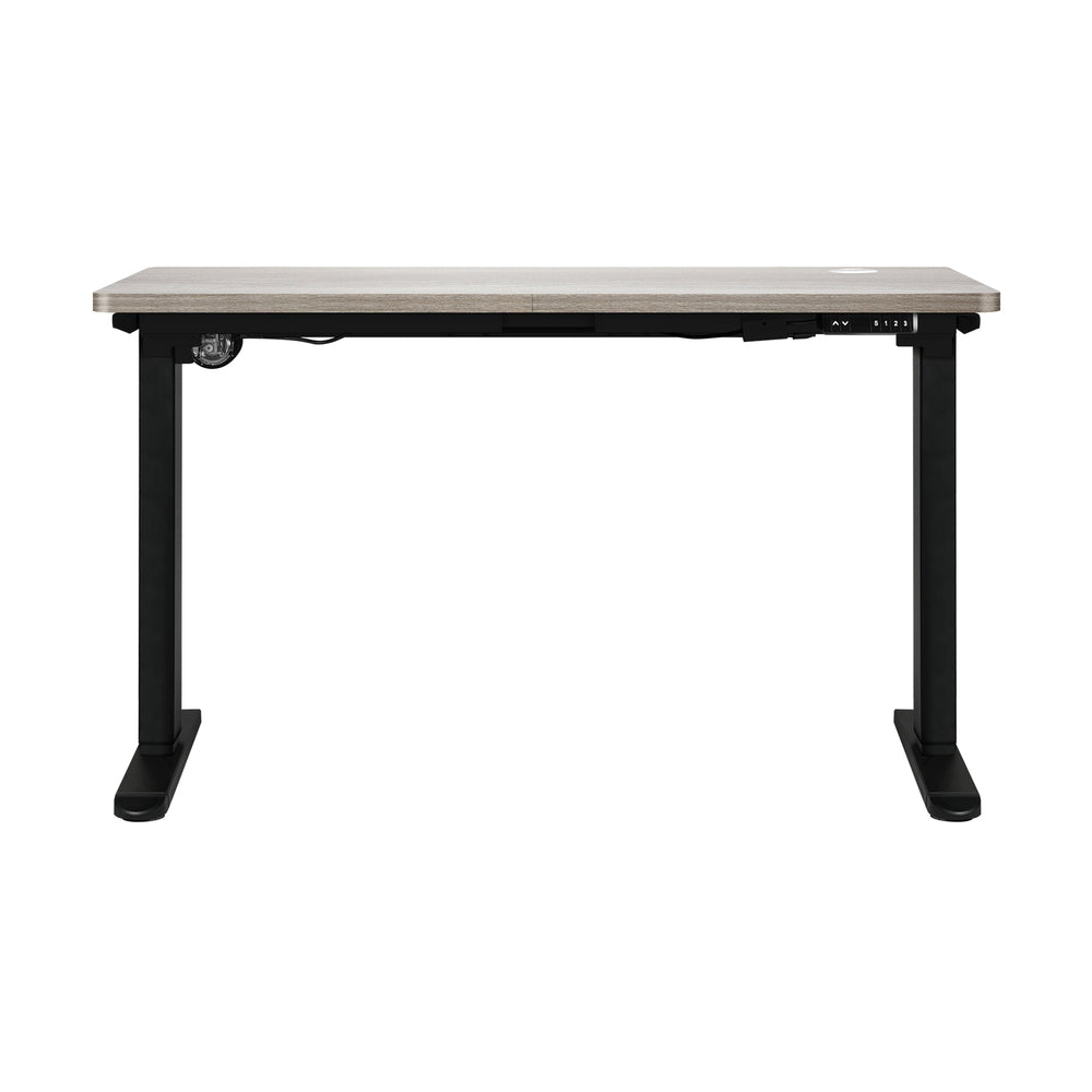 Oikiture 140cm Electric Standing Desk Single Motor Black&Grey-Oak