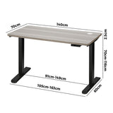 Oikiture 140cm Electric Standing Desk Single Motor Black&Grey-Oak