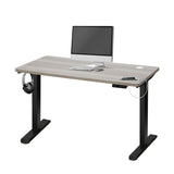 Oikiture 140cm Electric Standing Desk Single Motor Black&Grey-Oak