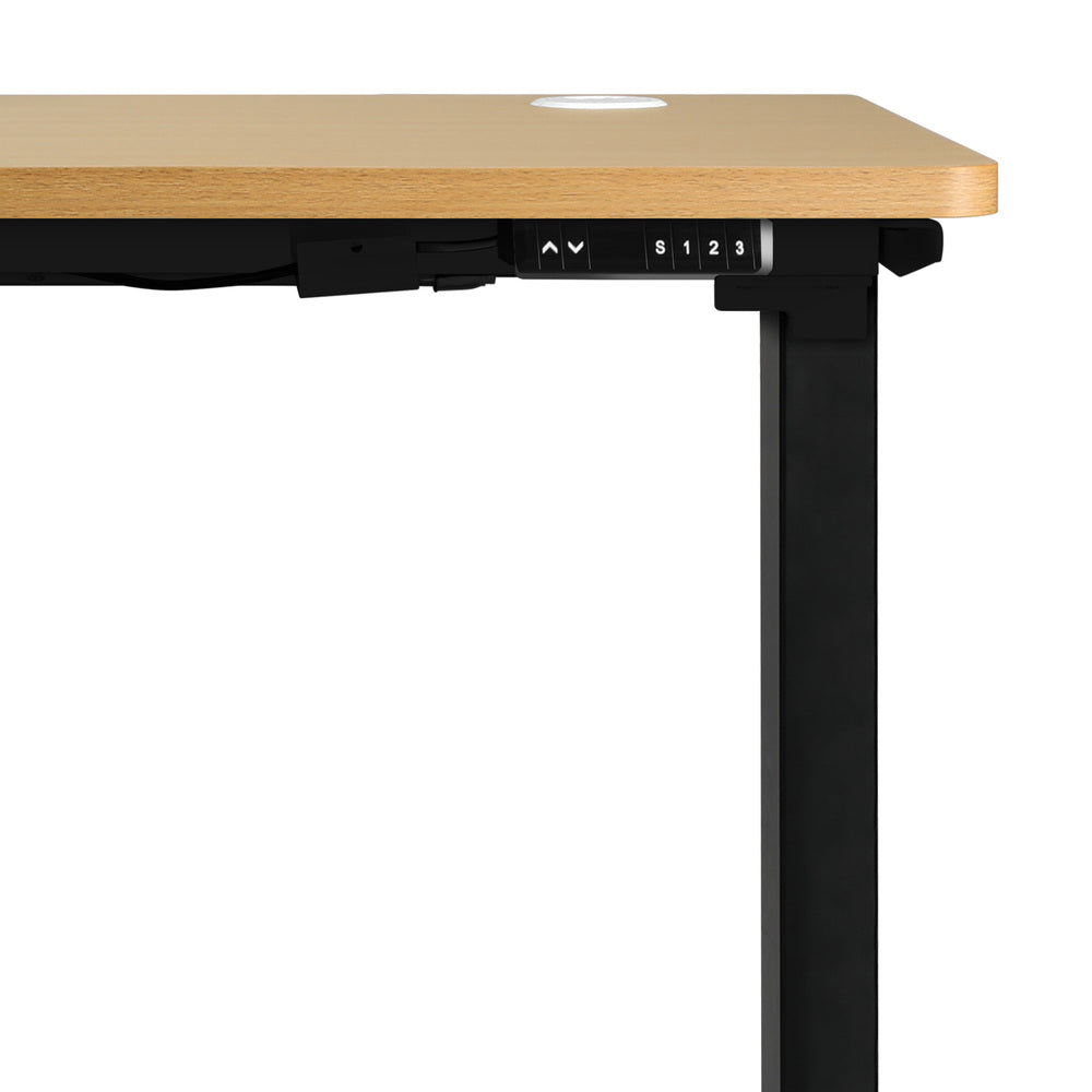Oikiture Standing Desk Adjustable Motorised 140cm Black&Oak