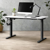 Oikiture Standing Desk Adjustable Motorised 140cm Black&White - Front View