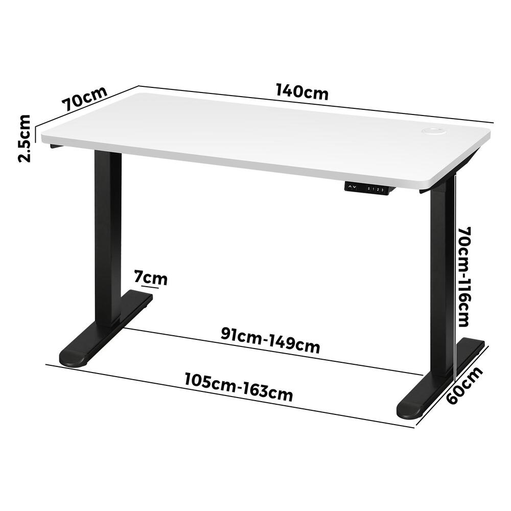 Oikiture Standing Desk Adjustable Motorised 140cm Black&White