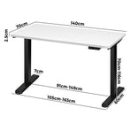 Oikiture Standing Desk Adjustable Motorised 140cm Black&White, image 4