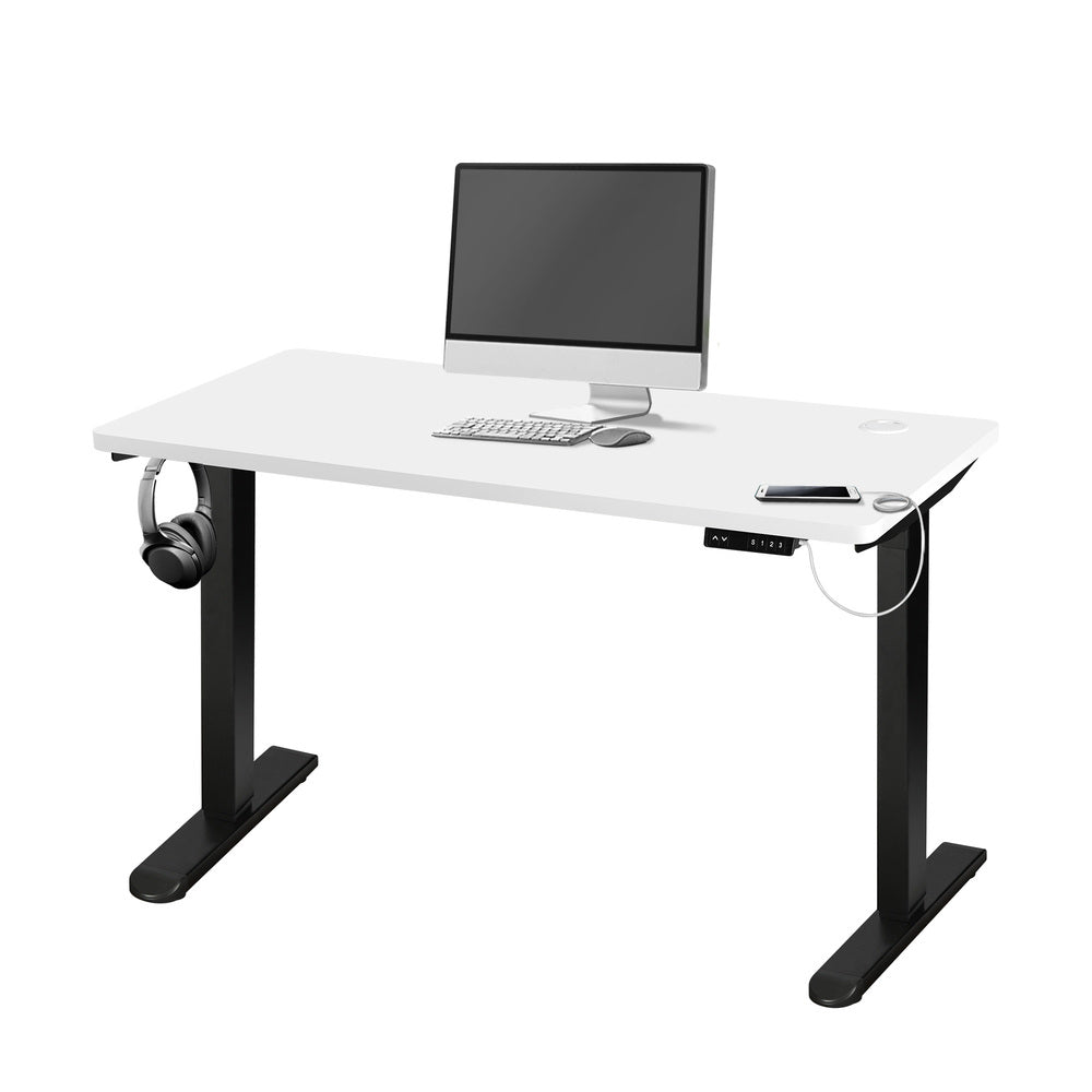 Oikiture Standing Desk Adjustable Motorised 140cm Black&White