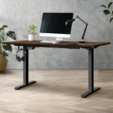 Oikiture Standing Desk Single Motor 150cm Black&Walnut - Top-Down View