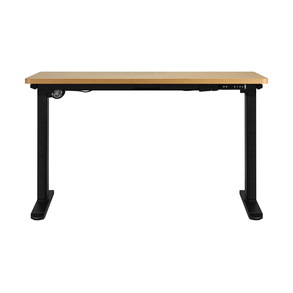 OIKITURE Sit Stand Desk Motorised Adjustable 160cm Black&Oak
