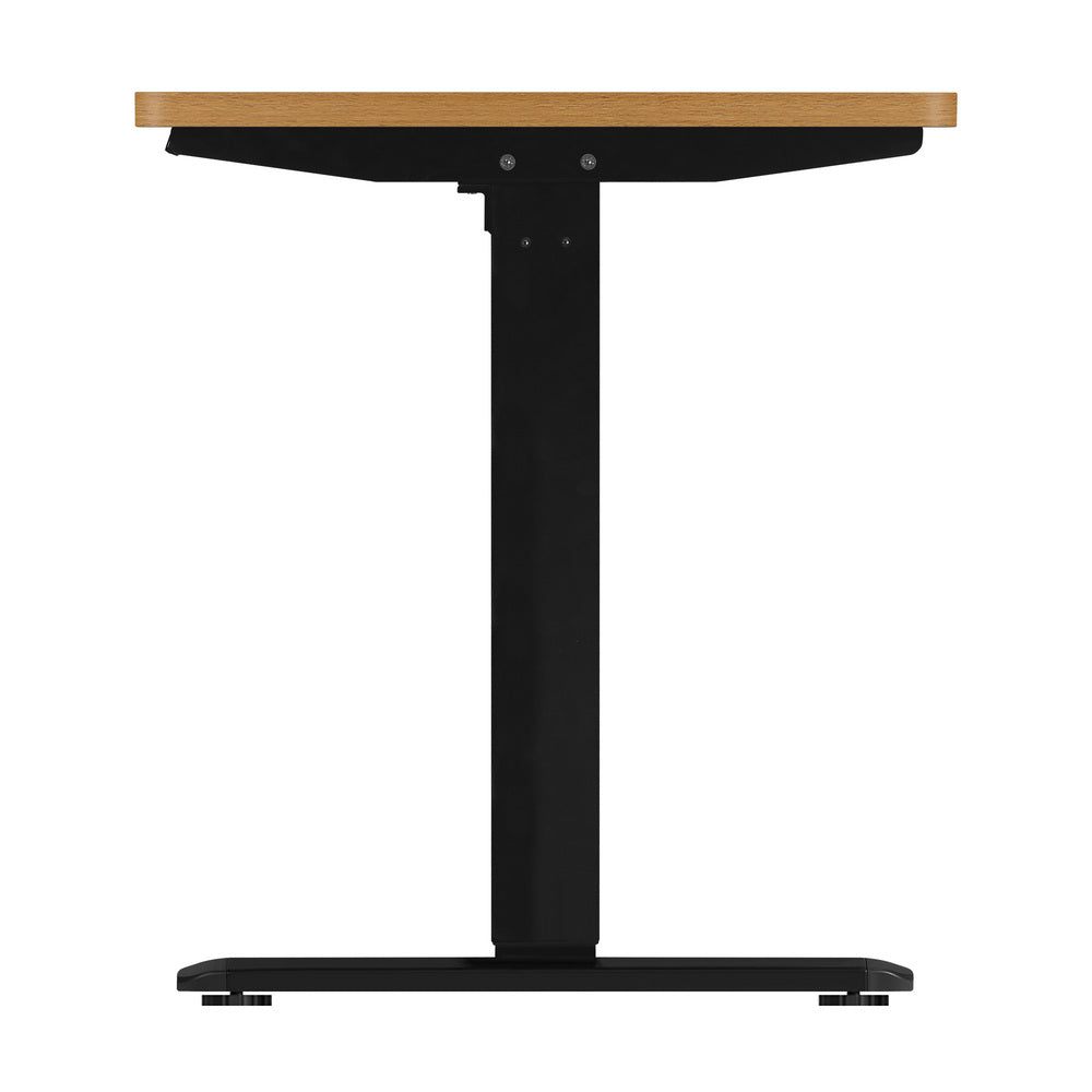 OIKITURE Sit Stand Desk Motorised Adjustable 160cm Black&Oak