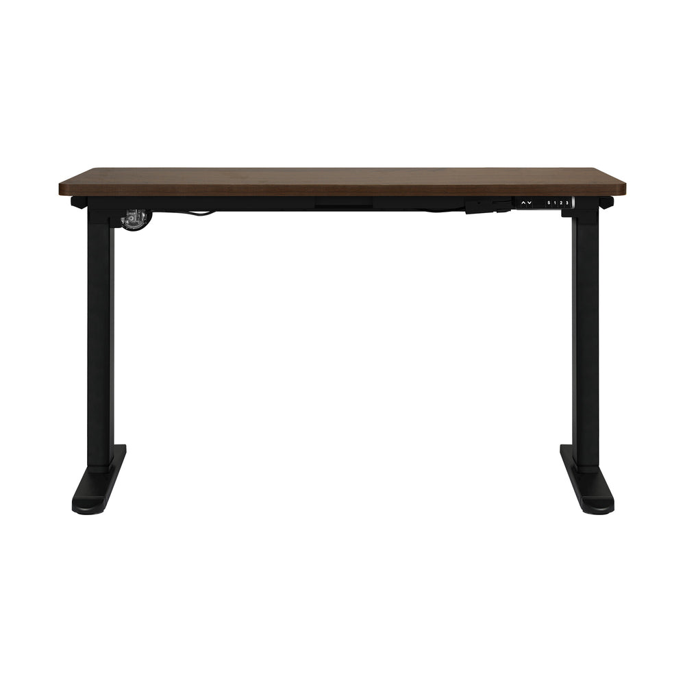 OIKITURE Sit Stand Desk Motorised Adjustable 160cm Black&Walnut