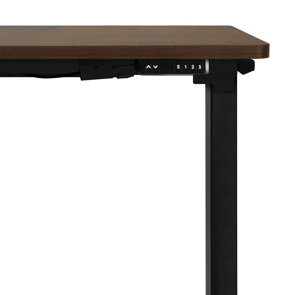 OIKITURE Sit Stand Desk Motorised Adjustable 160cm Black&Walnut
