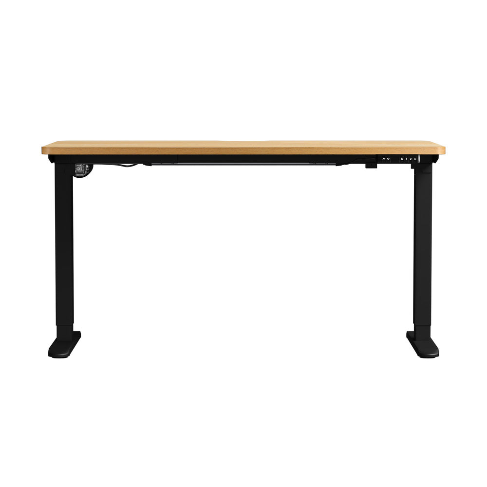 Oikiture Standing Desk Wireless Charging Single Motor 140CM Black&Oak