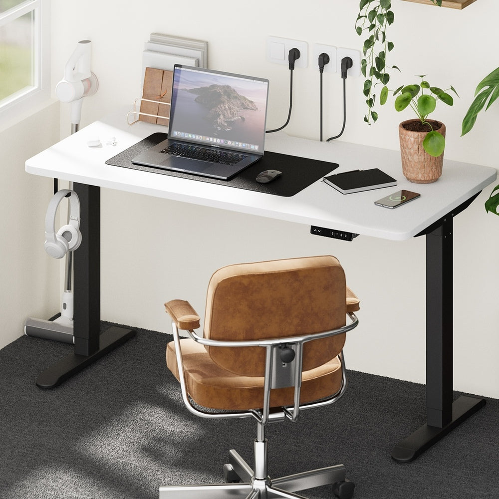 Oikiture Standing Desk Wireless Charging Single Motor 140CM Black&White