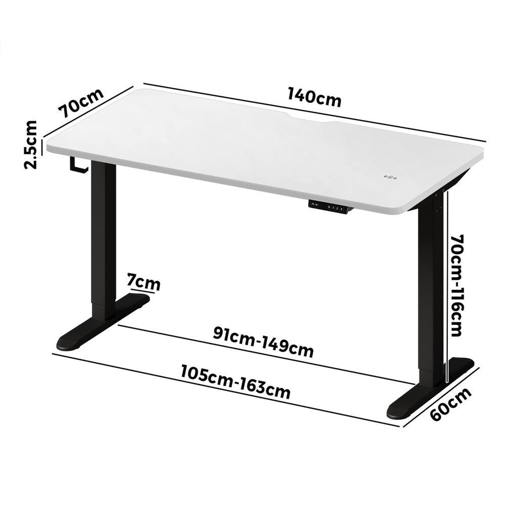 Oikiture Standing Desk Wireless Charging Single Motor 140CM Black&White